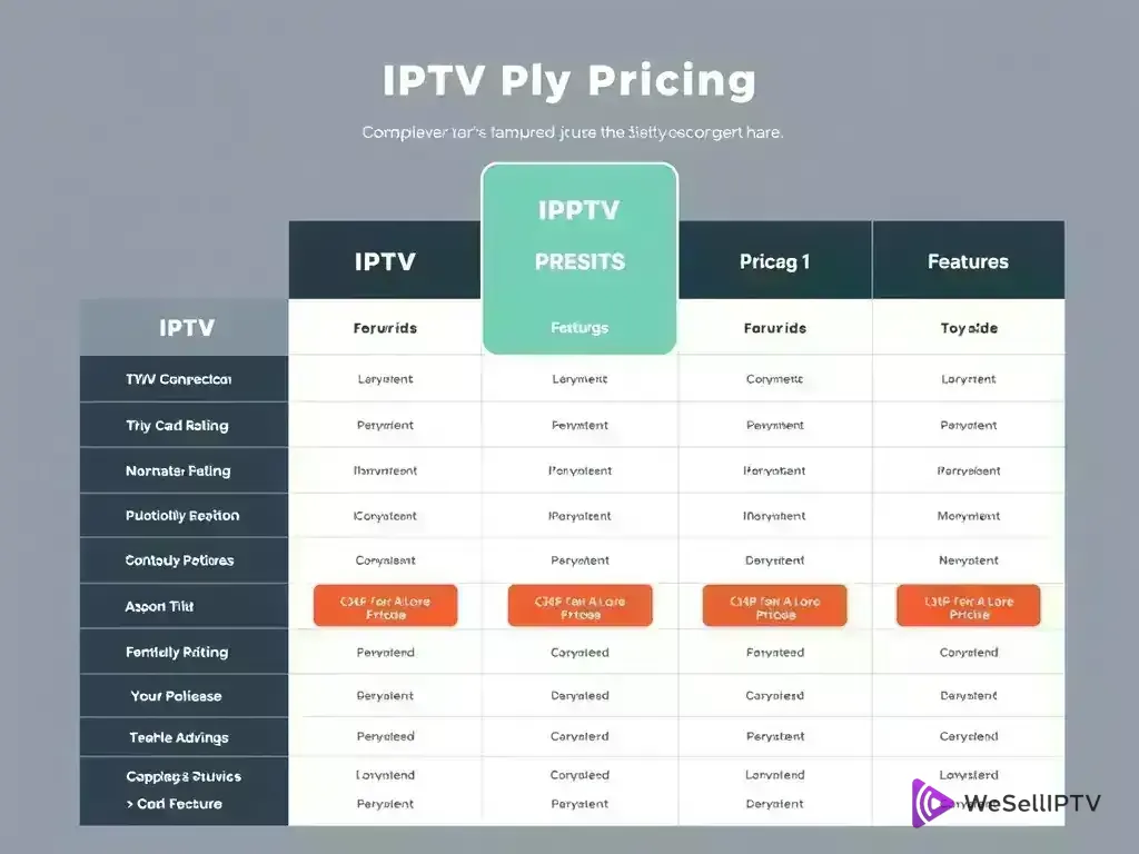 Comparison chart of WeSellIPTV pricing plans